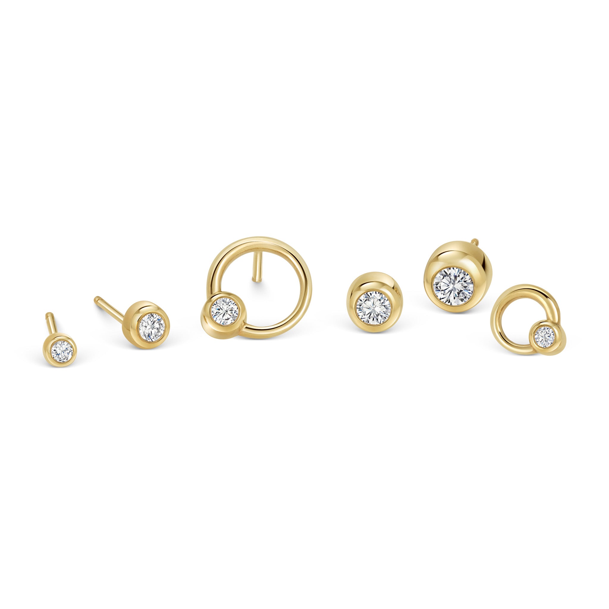 Marina Skia collection of versatile single studs in diamond and 18K yellow gold