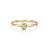 Marina Skia bold solitaire ring in white diamond and high polished yellow gold