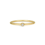 Marina Skia minimal solitaire ring in white diamond and yellow gold