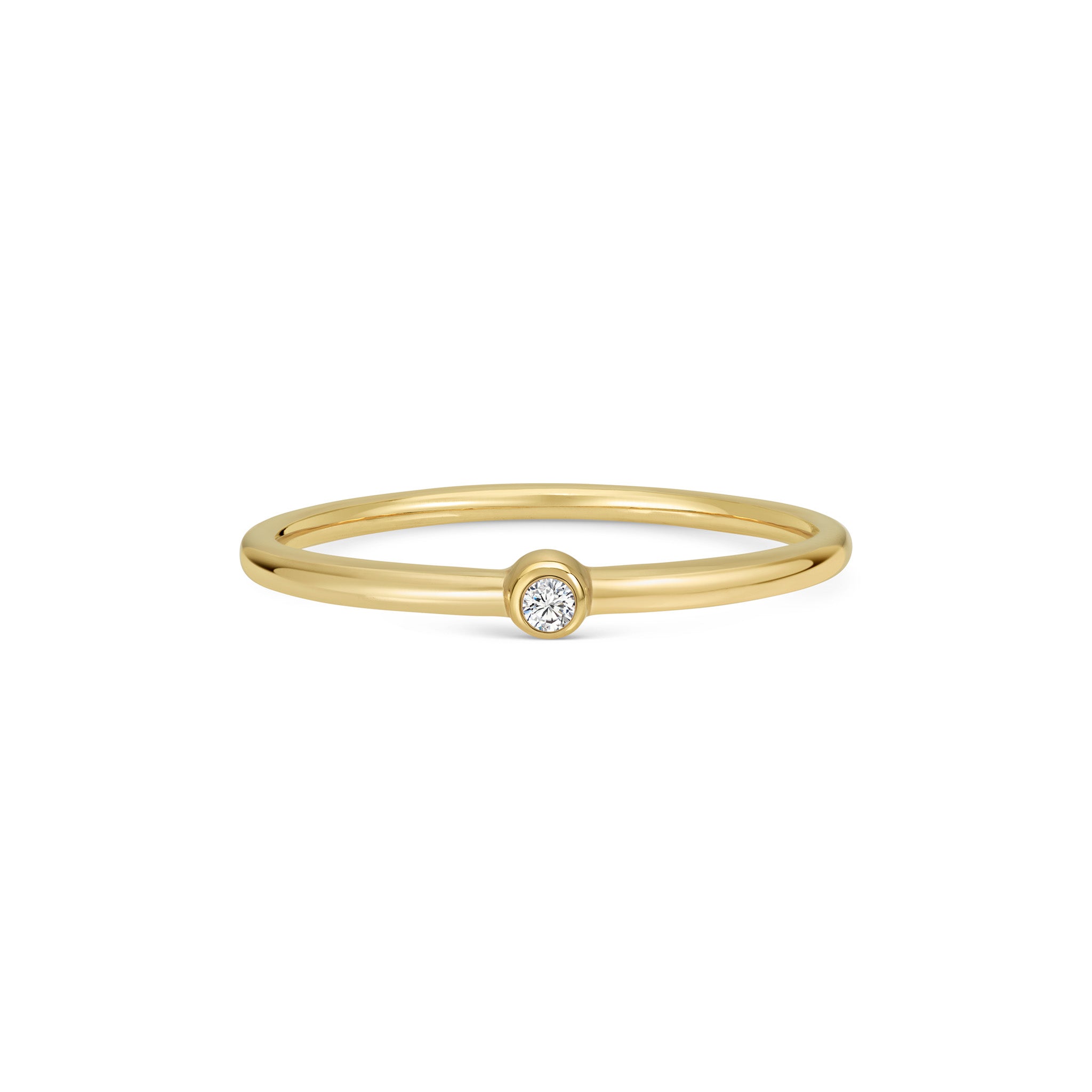 Marina Skia minimal solitaire ring in white diamond and yellow gold