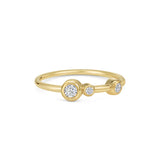 Marina Skia contemporary stacking ring with 3 round forms in white diamond and 18K gold
