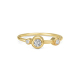 Marina Skia bold geometric stacking ring with 3 round forms in diamond and 18K gold